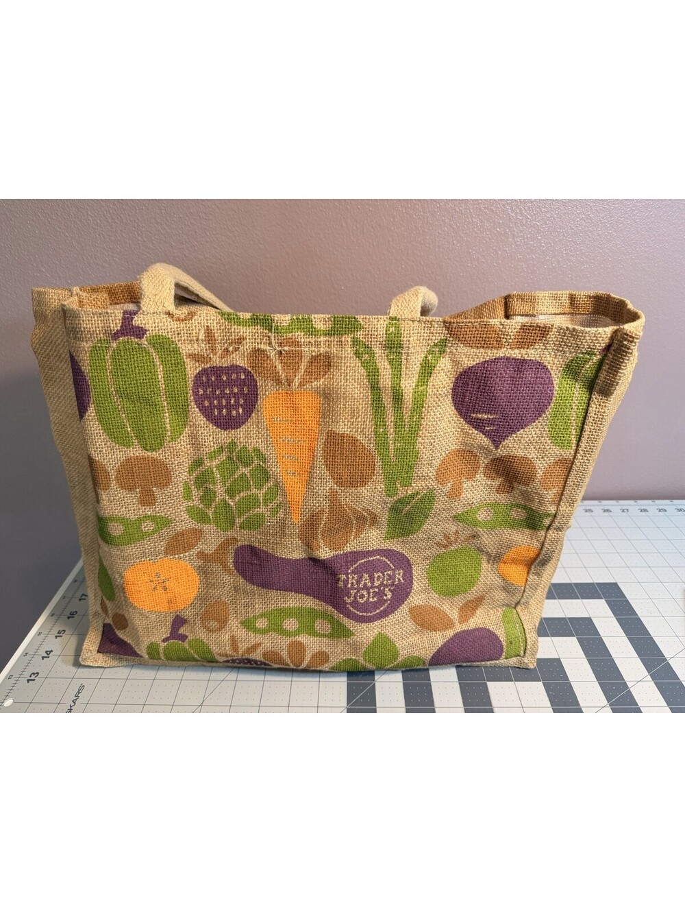 Trader Joes Reusable Tote Bag / Satchel 100% Jute Burlap